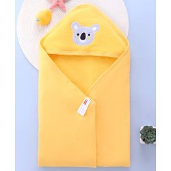 Babyhug Terry Knit Hooded Bath Towel Koala Embroidered L 75 x B 75 cm - Yellow