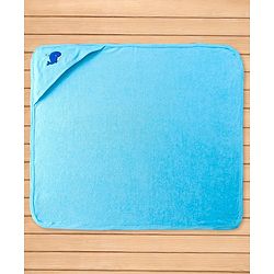 Babyhug Terry Hooded Towel with Whale Patch Detailing L 75 x B 75 cm - Aqua Blue