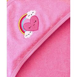 Babyhug Terry Hooded Towel Rainbow Embroidery L 75 x B 75 cm - Pink