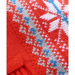Babyhug Knitted Full Sleeves Front Open Sweater with Floral Design - Red