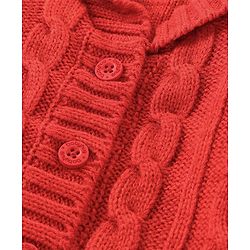 Babyhug Knitted Full Sleeves Front Open Sweater With Cable Knit Design - Red