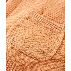 Babyhug Knit Raglan Full Sleeves Solid  Front Open Hooded Sweater- Orange