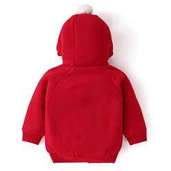 Babyhug Knit Raglan Full Sleeves Solid Front Open Hooded Sweater - Red