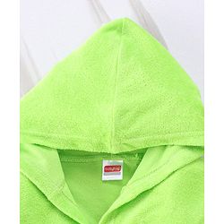 Babyhug Cotton Terry Knit Full Sleeves Hooded Bath Robe with Pocket Cow Embroidery - Green