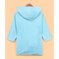 Babyhug  Cotton Terry Knit Full Sleeves Hooded Bath Robe with Pocket Star Fish Embroidery - Blue