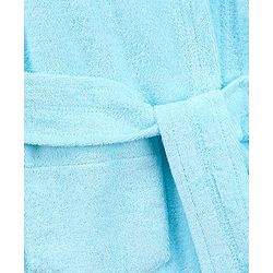 Babyhug  Cotton Terry Knit Full Sleeves Hooded Bath Robe with Pocket Star Fish Embroidery - Blue