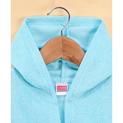 Babyhug  Cotton Terry Knit Full Sleeves Hooded Bath Robe with Pocket Star Fish Embroidery - Blue