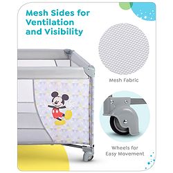 Babyhug Disney Mickey Printed Playpen - Grey