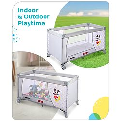 Babyhug Disney Mickey Printed Playpen - Grey