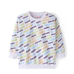 Babyhug 100% Cotton Knit Full Sleeves Sweatshirt with Monster Graphics Pack of 2- Blue & White