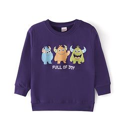 Babyhug 100% Cotton Knit Full Sleeves Sweatshirt with Monster Graphics Pack of 2- Blue & White