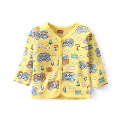 Babyhug 100% Cotton Knit Full Sleeves Front Open Vest Animal Print Pack of 3 - Orange Blue & Yellow