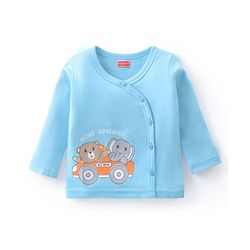Babyhug 100% Cotton Knit Full Sleeves Front Open Vest Animal Print Pack of 3 - Orange Blue & Yellow