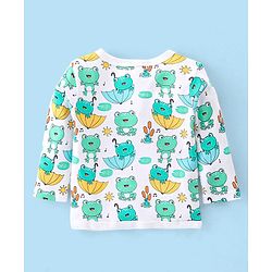 Babyhug 100% Cotton Knit Full Sleeves Front Open Vests with Striped & Frog Print Pack of 3 - Yellow White & Green