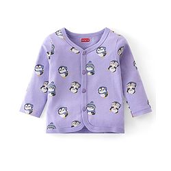 Babyhug 100% Cotton Knit Full Sleeves Penguin Printed Front Open Jhablas Pack Of 3 - Multicolour