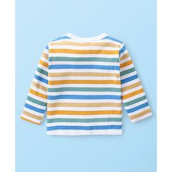 Babyhug Interlock 100% Cotton Knit Full Sleeves Front Open Vests with Animals & Striped Print Pack of 3 - Blue & White