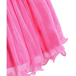 Babyhug Woven Mesh Sleeves Fit & Flare Tiered Party Frock with Floral Applique -Pink