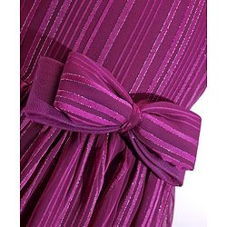 Babyhug Woven Sleeveless Fit & Flare Party Gown with Curled Hem Bow Applique -Purple