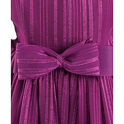 Babyhug Woven Sleeveless Fit & Flare Party Gown with Curled Hem Bow Applique -Purple