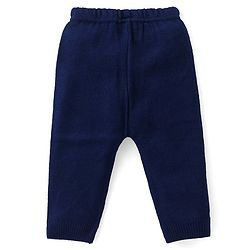 Babyhug Knitted Full Sleeves Front Open Hooded Sweater Set With Aztec Design - Navy Blue