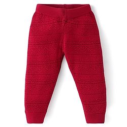 Babyhug Knitted Full Length Regular Fit Designed Woollen Pant - Grey