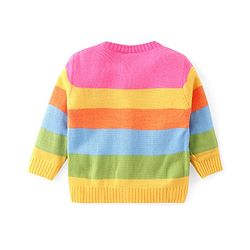 Babyhug Knitted Full Sleeves Front Open Sweater With Floral Design - Multicolour