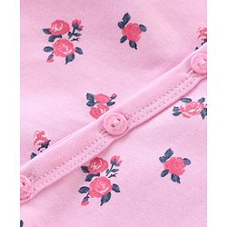 Babyhug 100% Cotton Front Open Set of Vets with Teddy Floral & Polka Dots Print Pack of 3 - Pink Maroon & Navy Blue