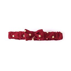 Babyhug Woven Half Sleeves Fit and Flare Party Frock Polka Dot Foil Print & Bow Applique With Headband  - Red