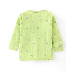 Babyhug Cotton Full Sleeves Front Open Thermal Vest And Leggings with Aeroplane Print - Lime Green