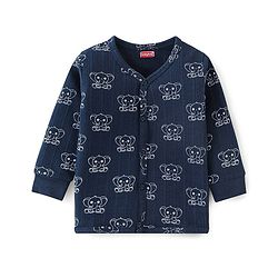 Babyhug Full Sleeves Animal Print Thermal Vest & Pant - Navy Blue
