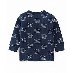 Babyhug Full Sleeves Animal Print Thermal Vest & Pant - Navy Blue