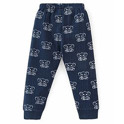 Babyhug Full Sleeves Animal Print Thermal Vest & Pant - Navy Blue
