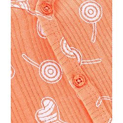 Babyhug Full Sleeves Candy Print Thermal Vest & Pant - Orange