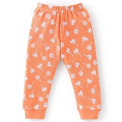 Babyhug Full Sleeves Candy Print Thermal Vest & Pant - Orange