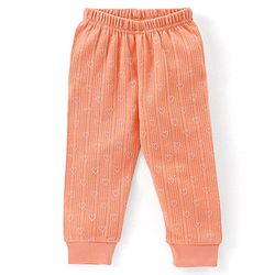 Babyhug Full Sleeves Heart Print Thermal Vest & Pant - Orange