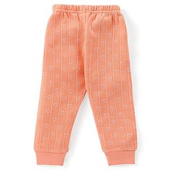 Babyhug Full Sleeves Heart Print Thermal Vest & Pant - Orange