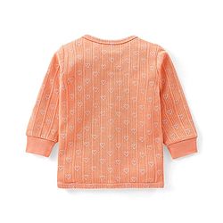 Babyhug Full Sleeves Heart Print Thermal Vest & Pant - Orange