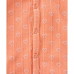 Babyhug Full Sleeves Heart Print Thermal Vest & Pant - Orange