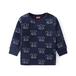 Babyhug Full Sleeves Vest Pullover & Thermal Wear Pant Animal Print Pack Of 3 - Navy Blue
