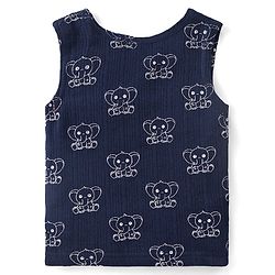 Babyhug Full Sleeves Vest Pullover & Thermal Wear Pant Animal Print Pack Of 3 - Navy Blue