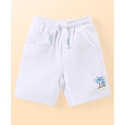Babyhug Cotton Knit Half Sleeves T-Shirt & Shorts Set With Beach Themed Print - Blue & White