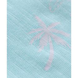 Babyhug Cotton Knit Half Sleeves T-Shirt & Shorts Set With Beach Themed Print - Blue & White