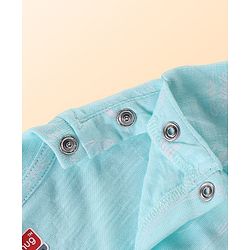 Babyhug Cotton Knit Half Sleeves T-Shirt & Shorts Set With Beach Themed Print - Blue & White