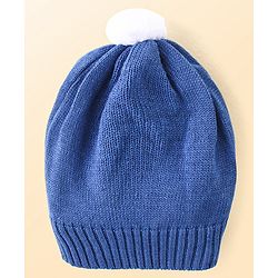 Babyhug Knitted Full Raglan Sleeves Pullover Sweater Set with Cap & Aztec Design - Blue