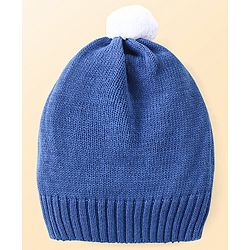 Babyhug Knitted Full Raglan Sleeves Pullover Sweater Set with Cap & Aztec Design - Blue