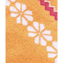 Babyhug Knitted Full Raglan Sleeves Pullover Sweater Set With Floral Design - Orange
