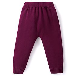 Babyhug Knitted Full Sleeves Pullover Sweater Set With Duck Design - Wine