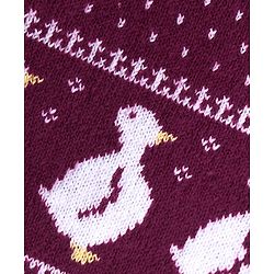 Babyhug Knitted Full Sleeves Pullover Sweater Set With Duck Design - Wine