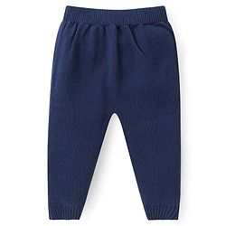 Babyhug Knitted Full Sleeves Intarsia & Deer Designed Pullover Sweater Set with Cap - Navy Blue Green & White