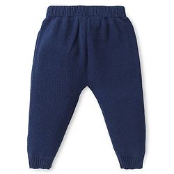 Babyhug Knitted Full Sleeves Intarsia & Deer Designed Pullover Sweater Set with Cap - Navy Blue Green & White